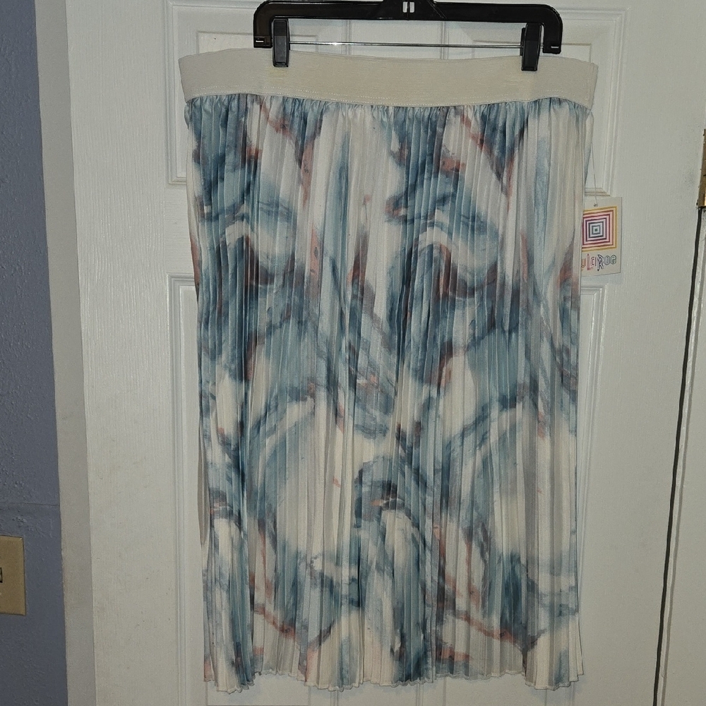 LuLaRoe Blue and White Midi Skirt